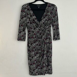 White House Black Market Black Purple Wrap Dress Small